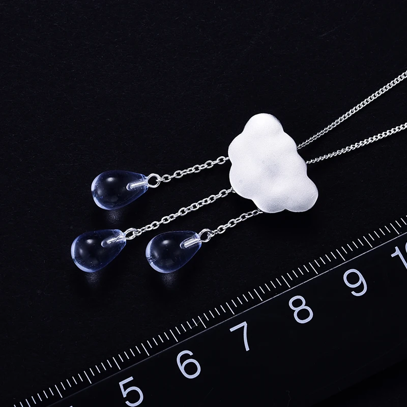 Lotus Fun Genuine 925 Sterling Silver Pendants for Women Tassel Cloud Rain Drop Crystal Silver Pendant without Necklace Jewelry