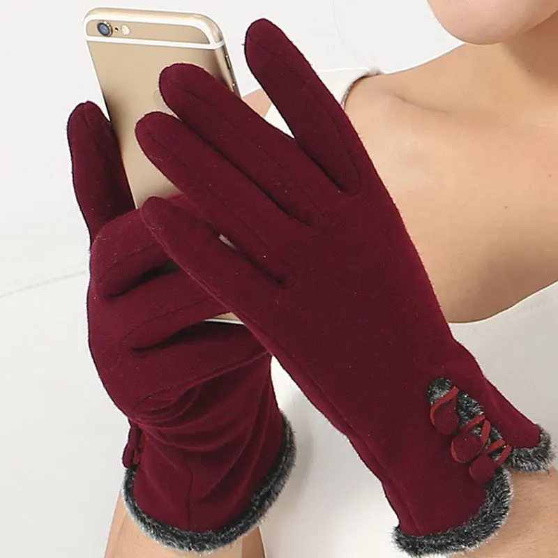 

Fashion Guantes Woman Winter Gloves Female Screen Wrist Gloves for Women Thick Warmer Mittens Luva Inverno