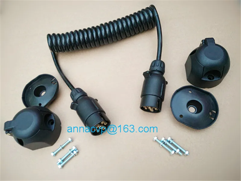 spiral cable coiled cable trailer plugs set 7