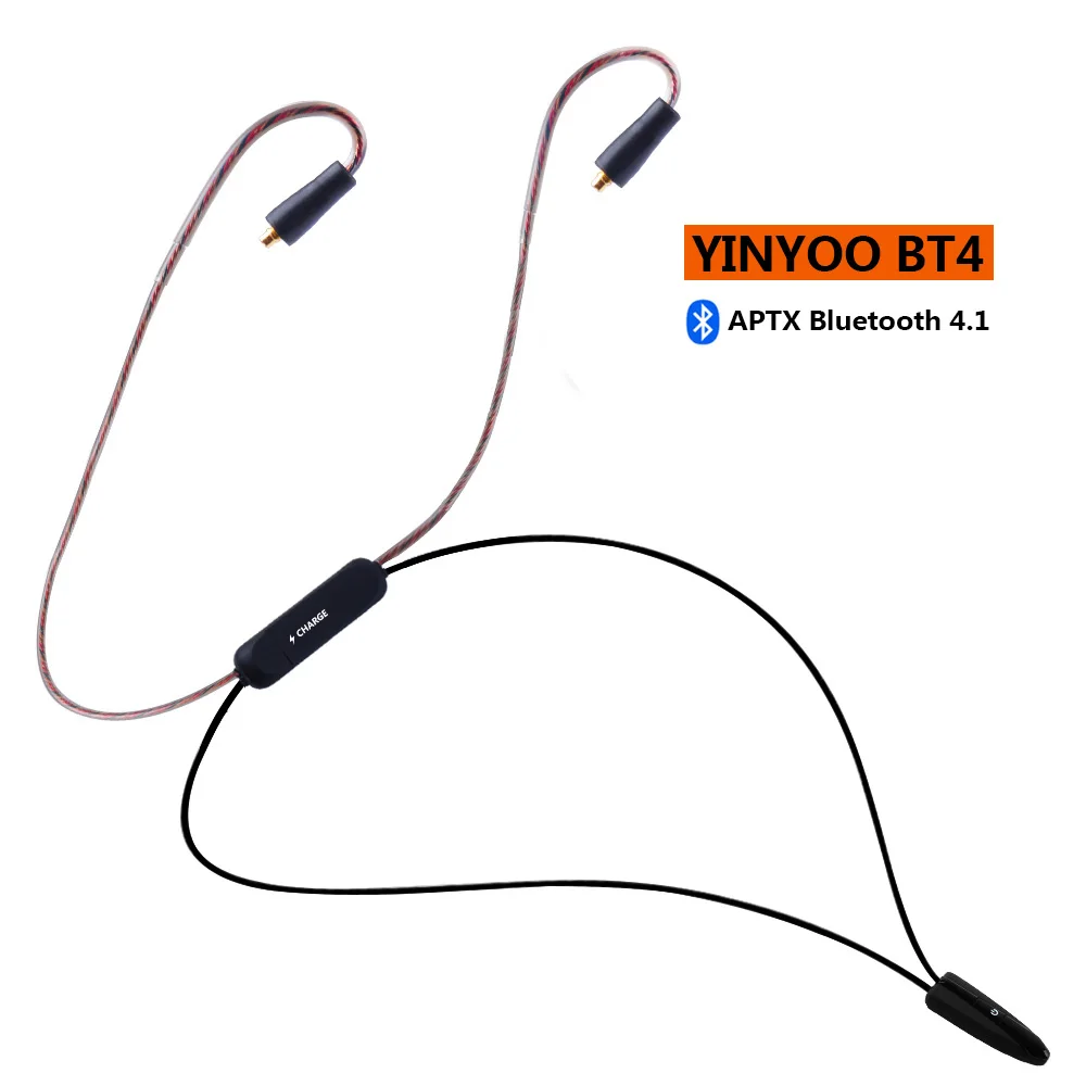 YINYOO BT4 беспроводной Bluetooth 4,1 APT-X APTX кабель HIFI наушники MMCX 2PIN кабель используется для V20 V80 ZS10/AS10 Yinyoo HQ5 HQ6 HQ8 - Цвет: MMCX INTERFACE