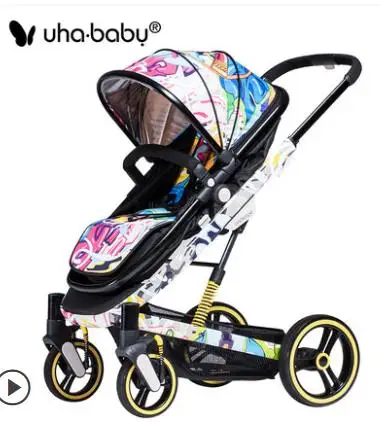 

uhababy L High-sight baby stroller can sit in a light shock-two-way push baby folding trolley Russia mumy bag gift