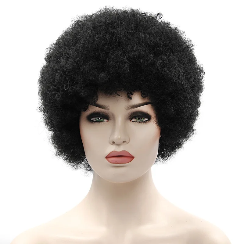 Афро кудрявый парик волос коричневый синтетический Ретро парики для женщин черные волосы - Цвет: # 1B