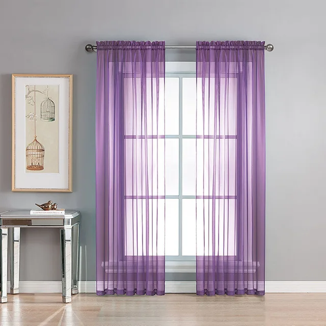 Rose Red Solid White Tulle Curtains For Living Room Purple Kitchen Modern Window Treatments Green Voile Curtain Drape 184&30