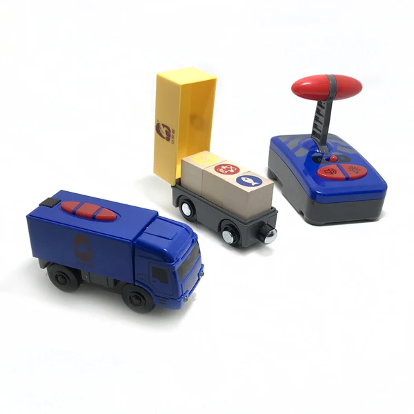 Remote control electric train and truck magnetic link compatible wood track Children remote control car toy Remote magnetic car 27