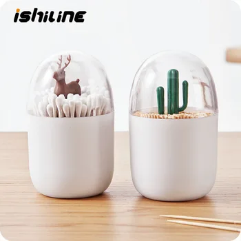 

Creative Animal Tree Toothpicks Holder Cotton Swab Box Cotton Bud Holder Case Home Table Decor Plastic Storage Box Organizer