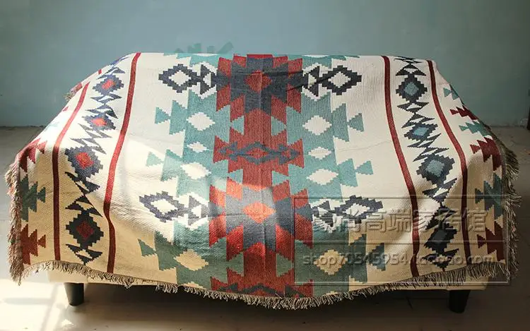 Килим келим Хлопковое одеяло с узором утолщенное богемное экзотическое повседневное одеяло с национальным ветром ковровое одеяло для дивана 75gc149yg4