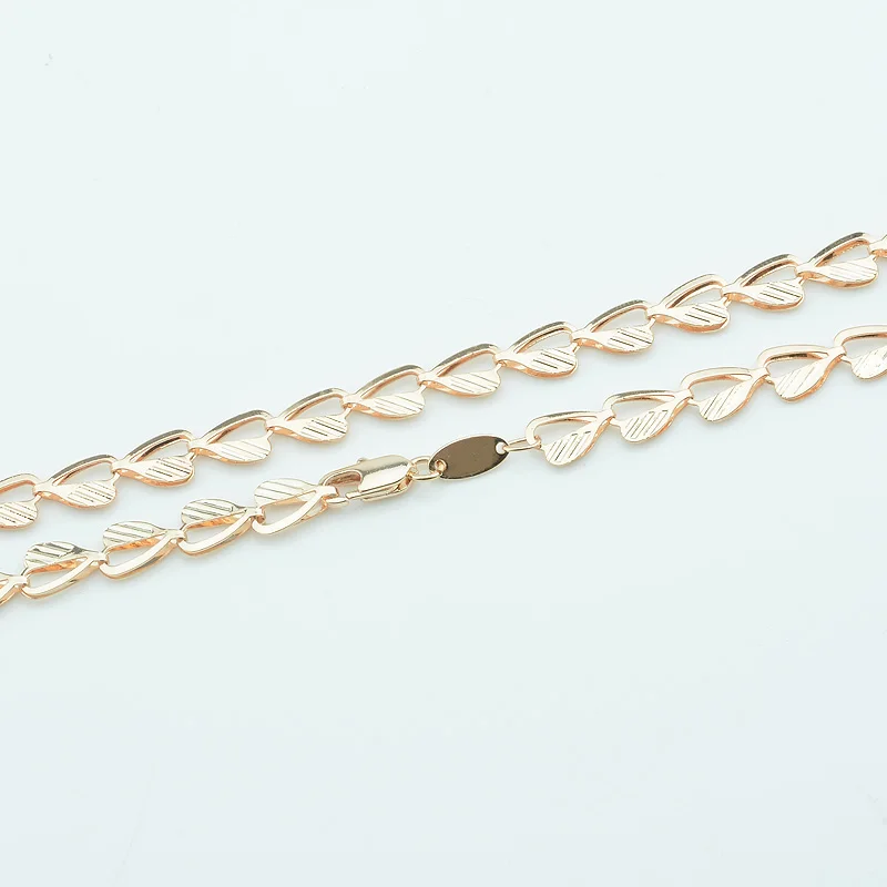 1pcs 6mm Womens Men 585 Rose Gold Color Carving Heart Chain Necklace-in Chain Necklaces from 
