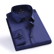 Модные новые мужские деловые формальные рубашки с длинным рукавом мужские рубашки мужская Офисная Рабочая одежда легкий уход