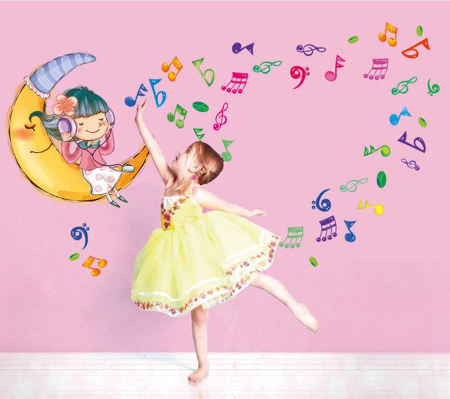 

Listen to the music of the moon girl Fifth generation environmental protection can remove the wall stickers