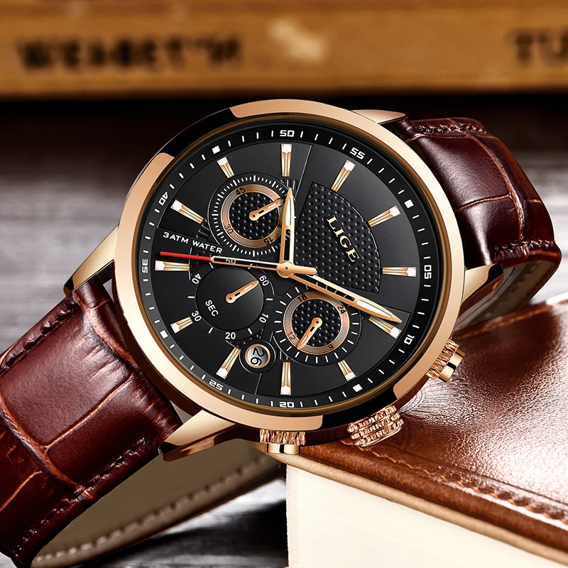 LIGE Mens Watches Top Brand Luxury Leather Casual Quartz Watch Men Military Sport Waterproof Clock Gold Watch Relogio Masculino LIGE Mens Watches Top Brand Luxury Leather Casual Quartz Watch Men Military Sport Waterproof Clock Gold Watch Relogio Masculino