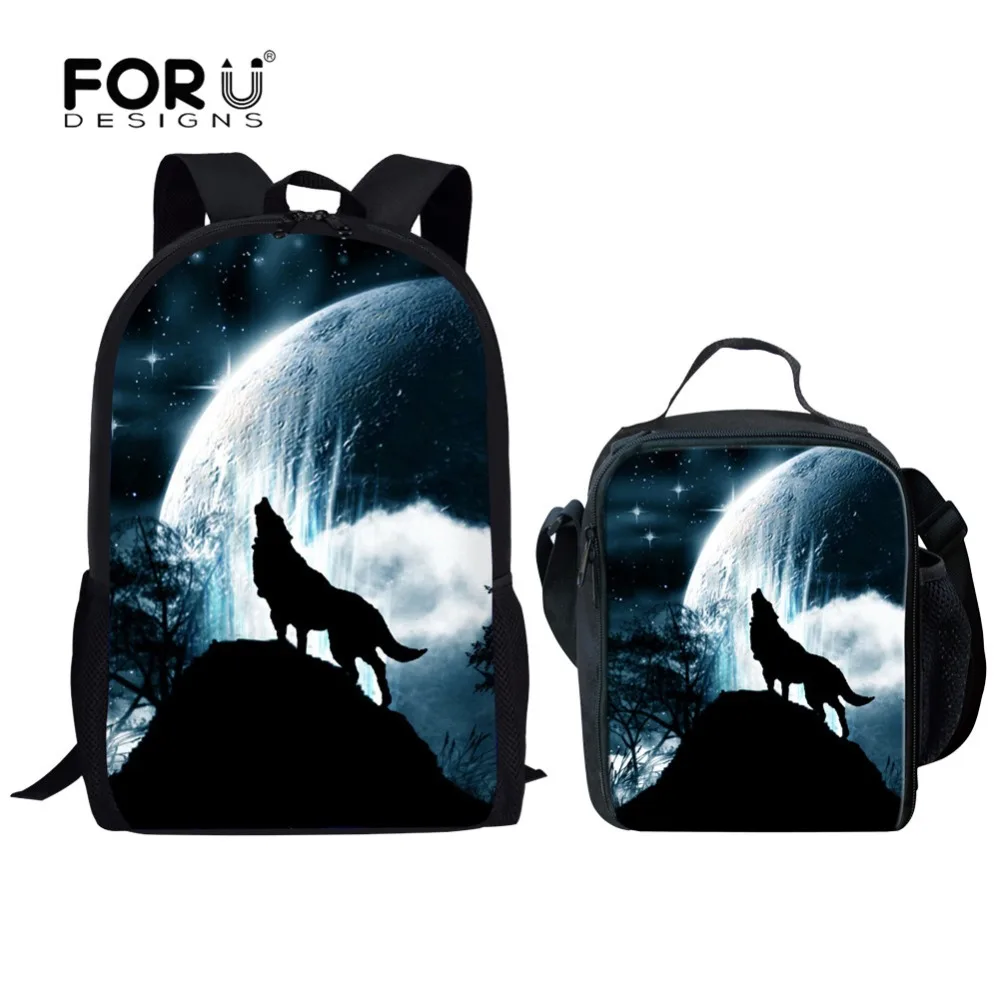 

FORUDESIGNS Cool Wolf Backpack For Teenager Girls Boys Students Book Bag Children Orthopedic School Bags in Primary Zoo Bagpack