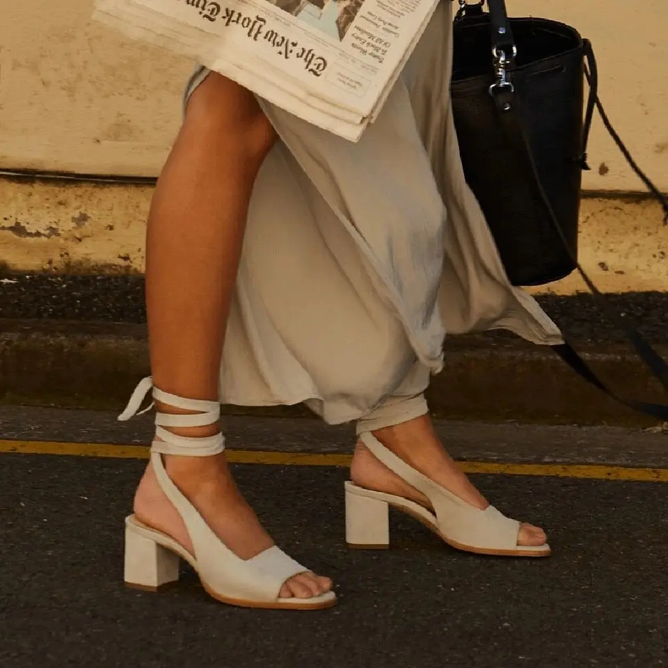 

women roman ankle strap peep toe sandals square heels fish mouth summer shoes woman flock casual sandalias plus size