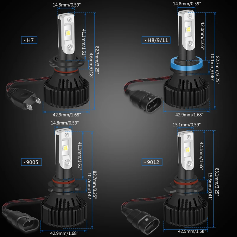 16000Lm 60 Вт H4 H13 9004 9007 Hi/короче спереди и длиннее сзади) луч H7 9005/HB3 9006/HB4 H10 H11 9012 H16 P13W PSX24W PSX26W 5202 светодиодные фары наборы XHP50