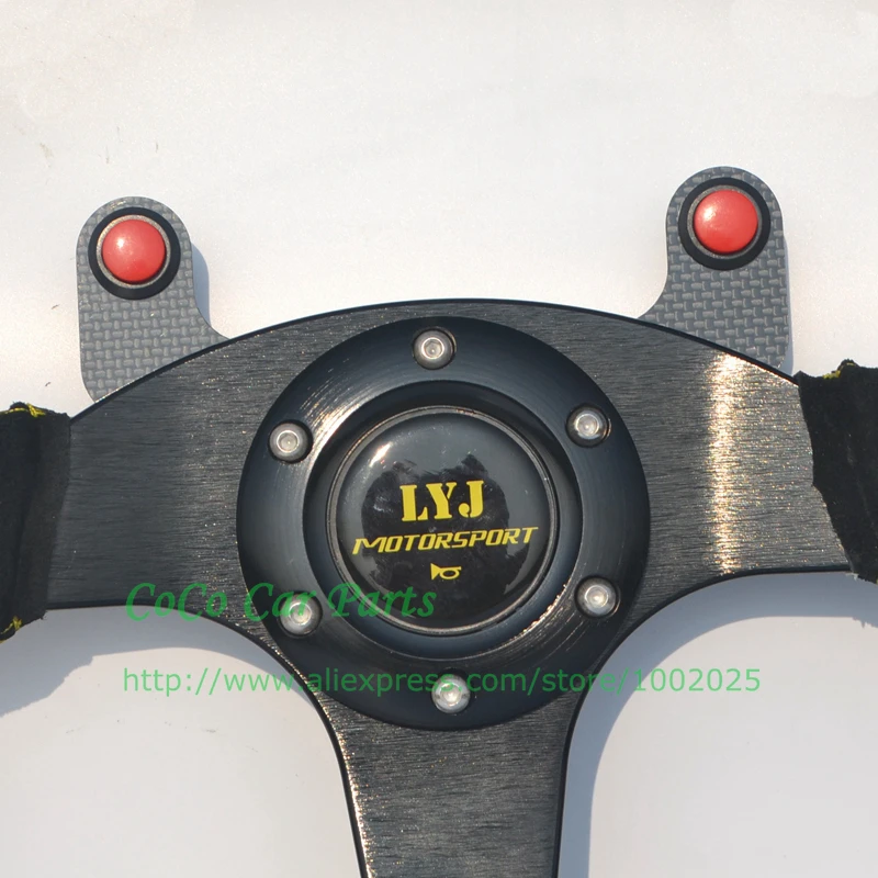 flat suede steering wheel with carbon fiber button (1)