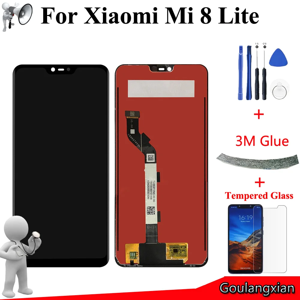 6 26 ''AAA Оригинальный ЖК дисплей для Xiaomi Mi 8 Lite сенсорный экран дигитайзер в
