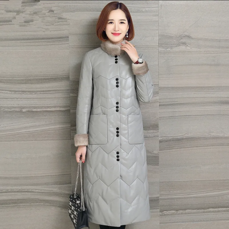 

Real Leather Jacket Mink Fur Collar Down Jacket Winter Jacket Women Clothes 2019 Genuine Sheepskin Coat Chaqueta Mujer MY3224