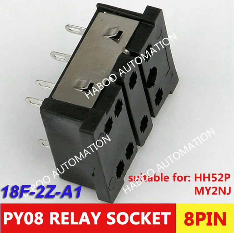 

10pcs/lot 8pin pcb type switch socket PY08 mini socket suit for MY2N-J HH52P relay 18F-2Z-A1 7A 250V