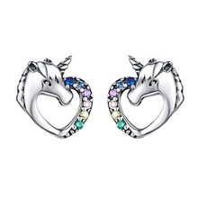 Новое поступление, серьги в виде единорогов, женские модные серьги в форме сердца, простые ювелирные изделия, подарок для подруги