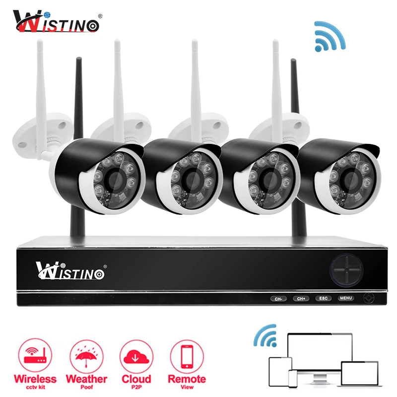 Wistino XMEye 4CH Беспроводной NVR комплект Открытый HD 720P камера видеонаблюдения с WiFi