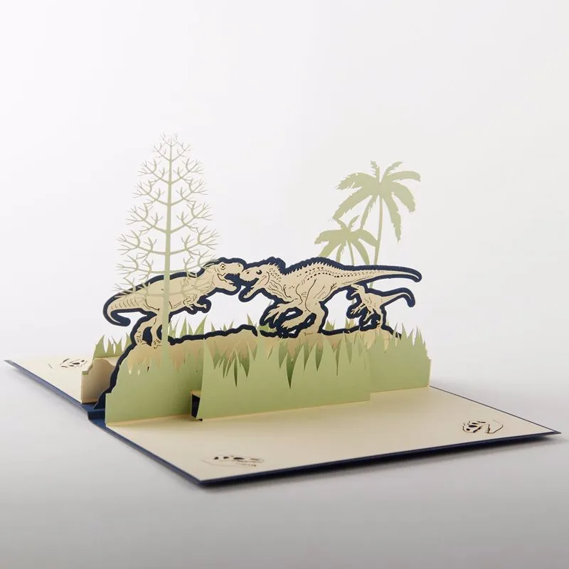 10 Pieces Lot Wonderful Design 3d Pop Up Children Birthday Card Handmade Paper Art Carving Dinosaur Jurassic Park Greeting Card Paper Craft Greeting Cards Paper Card Supplierscard Torch Aliexpress