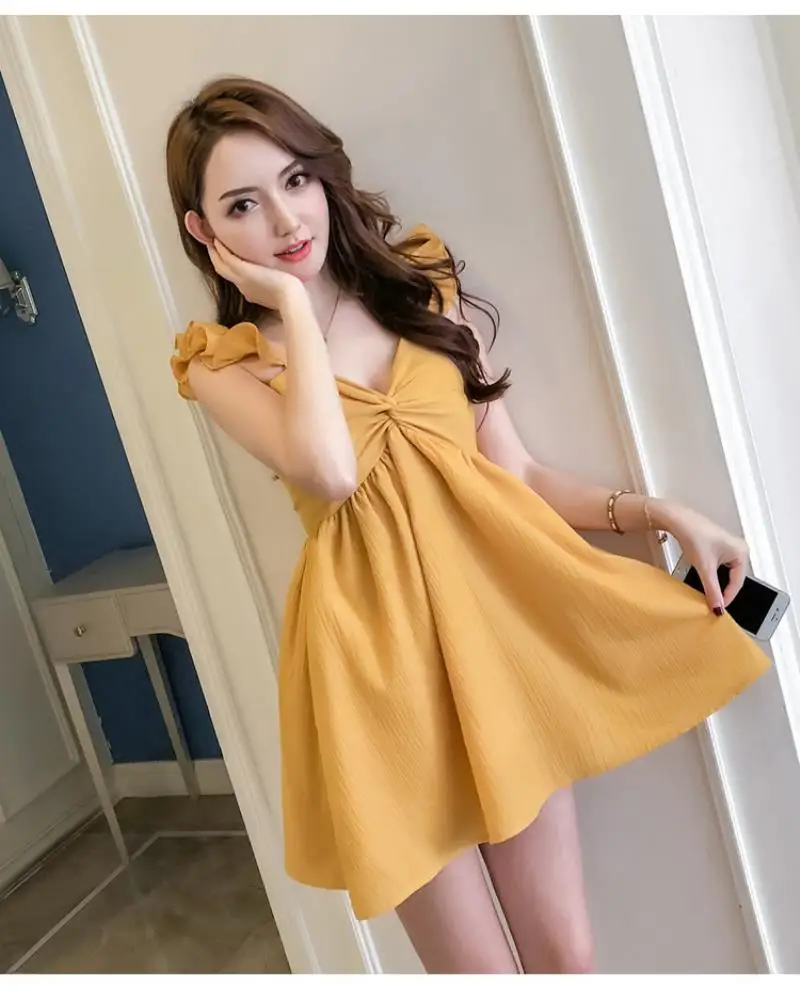 2018 NEW   Arrivals Women Summer Sexy night shop with high waist and back holiday sling dress Mini  Paty Dress Free shipping