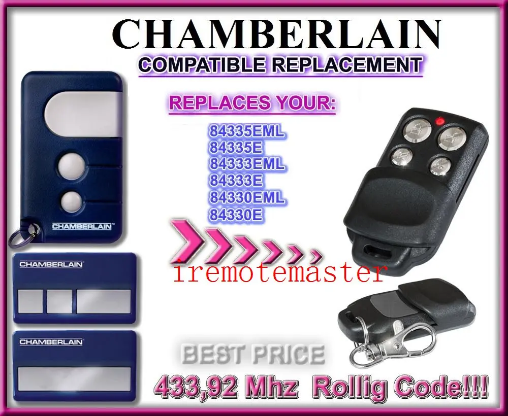 

CHAMBERLAIN 84335EML,84335E,84333EML,84330E repalcement remote with battery DHL free shipping