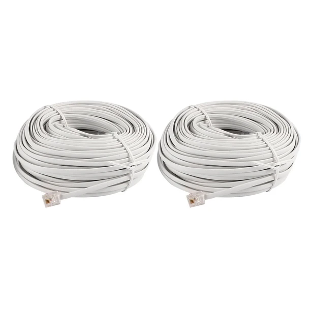 

30M 98ft RJ11 6P4C Telephone Extension Cable Connector Off White