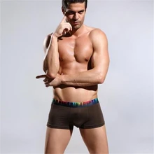 Боксеры хлопок сексуальное мужское нижнее белье, мужские трусы шорты U выпуклая сумка для геев 12304