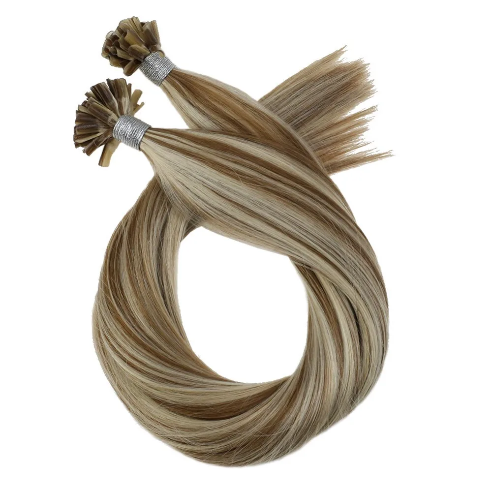 Online Moresoo Kuku U Tip Ekstensi Rambut Remy Rambut Manusia Keratin Rambut Ekstensi Warna 17 Rambut Pirang Dicampur dengan #613 Pemutih Rambut Pirang 50G