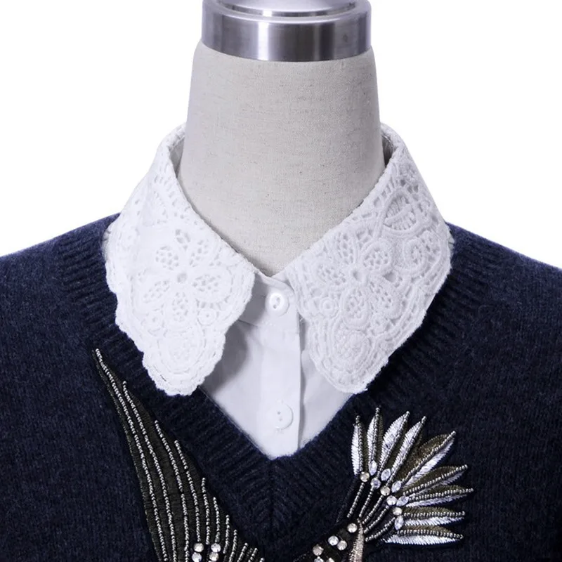 

Wholesale 2016 New Solid Shirt Fake Collar White & Black Blouse Vintage Detachable Collars Women Men Clothes Accessories