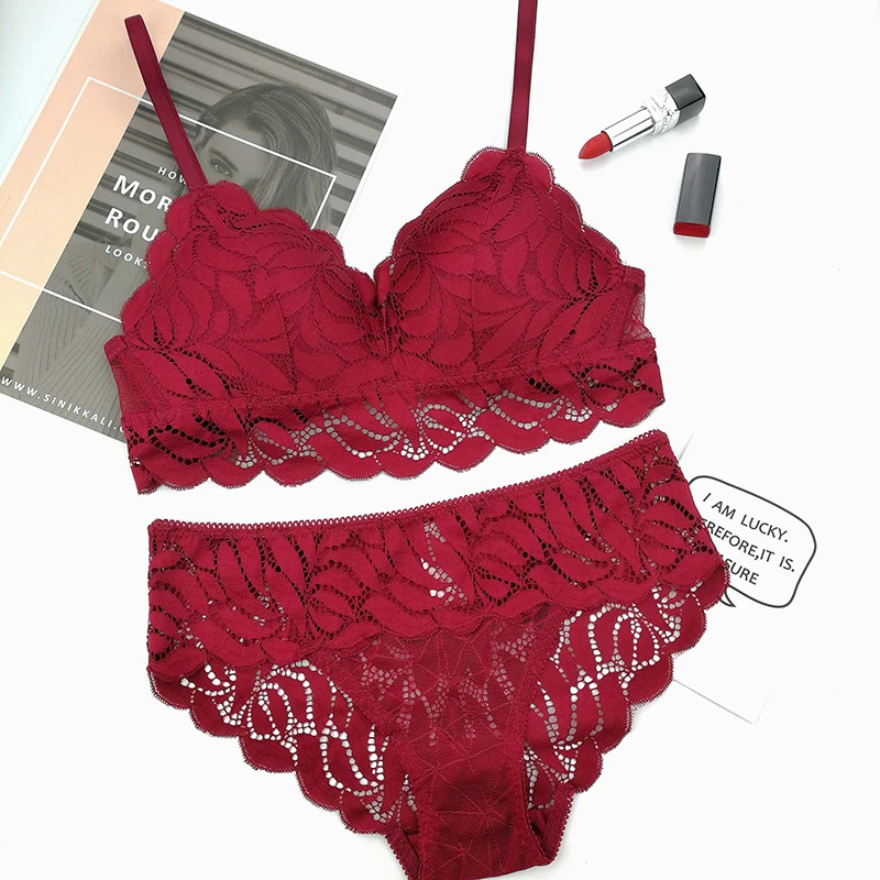 

Bra sets Lace Lingerie Bra Push up Comfortable Bra Breathable Wire Free Lace Adjustable Underwear Bra Lace Panties