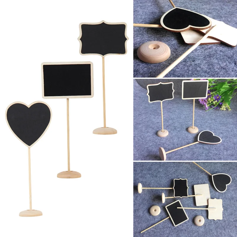 

12pcs/Lot Retangle/Heart Mini Blackboard Chalkboard Wordpad Message Board Holder Clip on a stick stand wedding table decoration