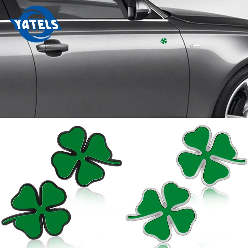 

2pcs/lot Four Leaf Emblem Metal Chrome Car Styling Sticker Square Round Triangle Wheel Hub Cap Center Decoration for Alfa Romeo
