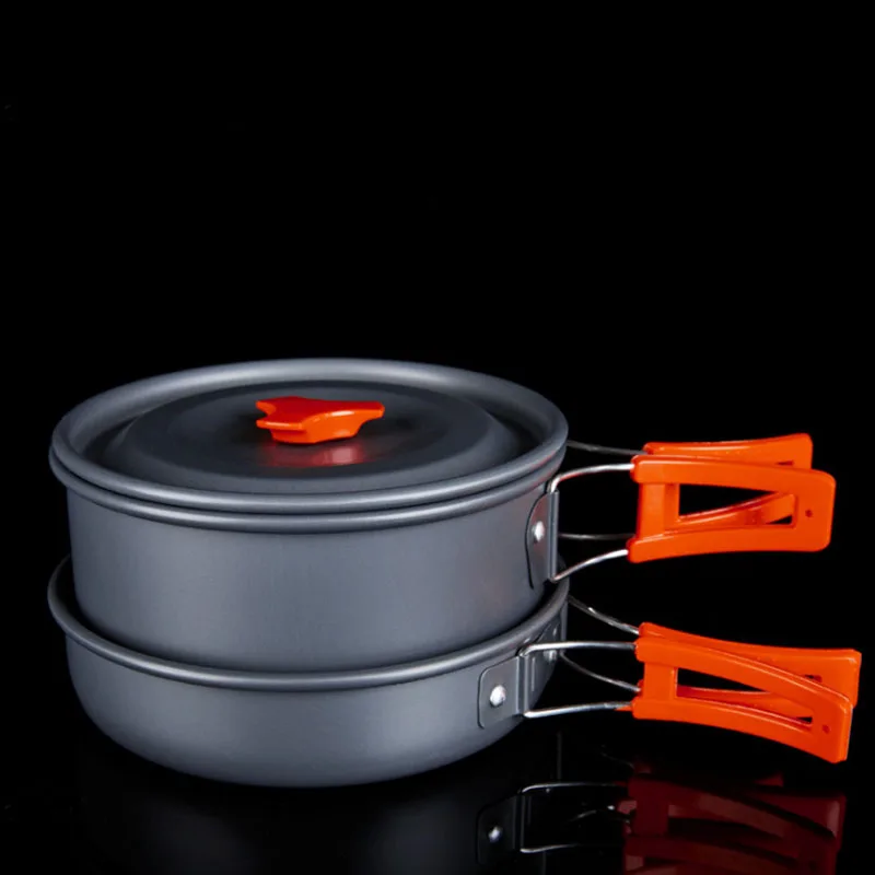 Juego de hervidor de olla de Camping portátil de aleación de aluminio vajilla exterior utensilios de cocina 3 unids/set tetera herramienta de cocina para pícnic barbacoa