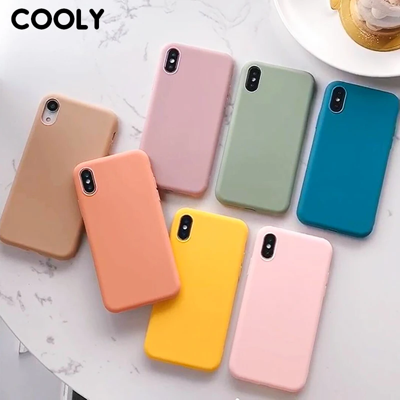 

COOLY Candy Color Matte Case For iphone XS Max 6 S 7 8 Plus X XR Back Cover Soft TPU Silicone Phone Cases Green Blue Pink Coque