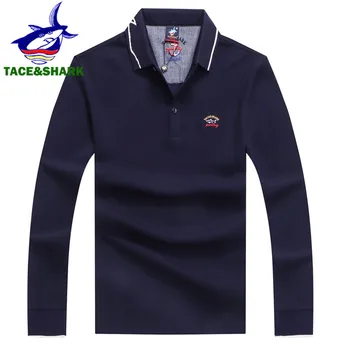 

TACE&SHARK Brand Autumn Fashion Polos High Quality Embroidery Business Tops Men's Long Sleeve Camisa Polo Masculina Shirts Homme
