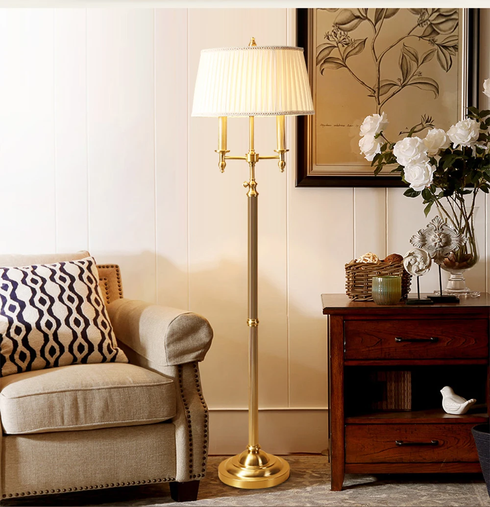 Напольный СВЕТОДИОДНЫЙ светильник в скандинавском стиле из чистой меди, торшеры для гостиной, модные торшеры, средиземноморская лампа