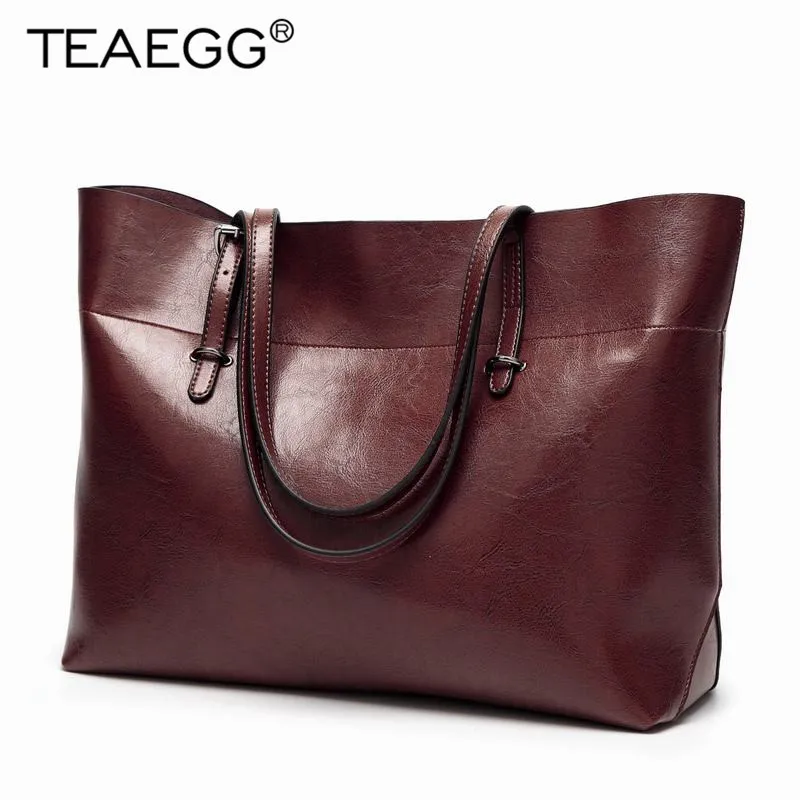 

TEAEGG Luxury Brand Women Shoulder Bag Soft Leather Top Handle Bags Ladies Vintage Tote Handbag High Quality Women's Handbags