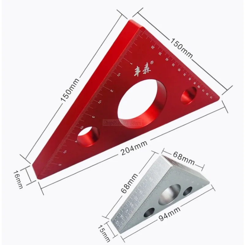 Деревообрабатывающая треугольная линейка алюминиевые высотомер метрические дюймовые Деревообрабатывающие инструменты