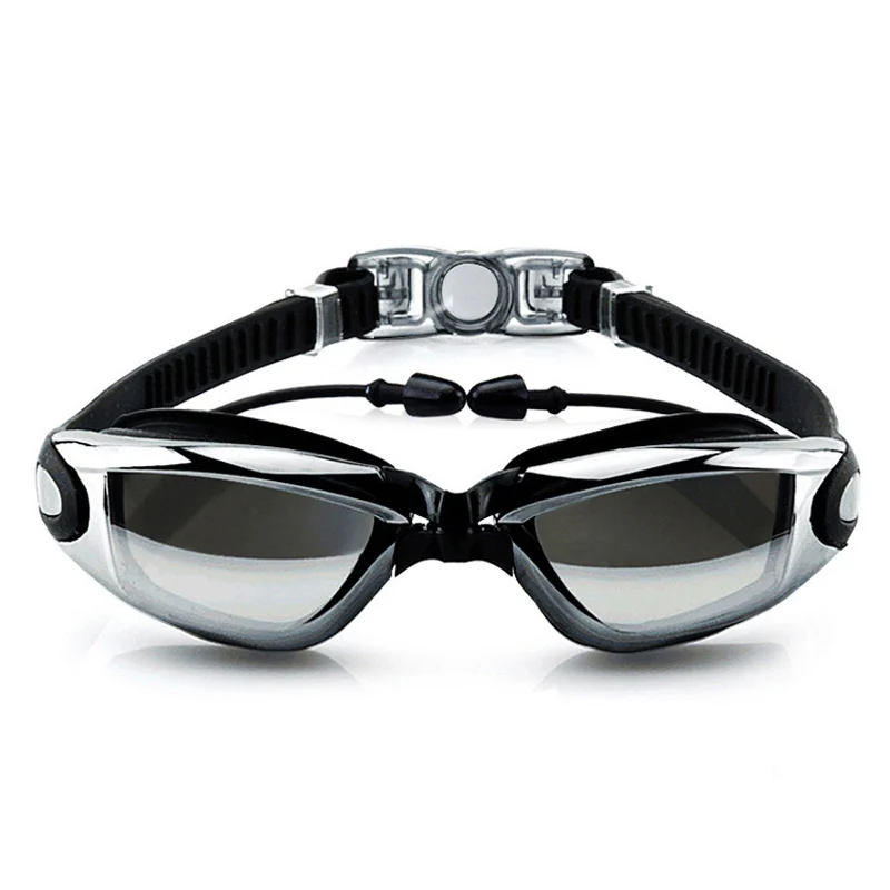 Очки для плавания ming с затычкой для ушей, профессиональные очки для плавания для взрослых мужчин и женщин, силиконовые очки для бассейна, противотуманные очки, затычка для ушей - Цвет: Черный