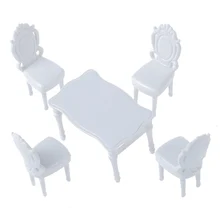 ABWE Лучшая распродажа 5 шт. 1:25 пейзаж внутренняя модель столовая набор стол с 4 стульями- белый