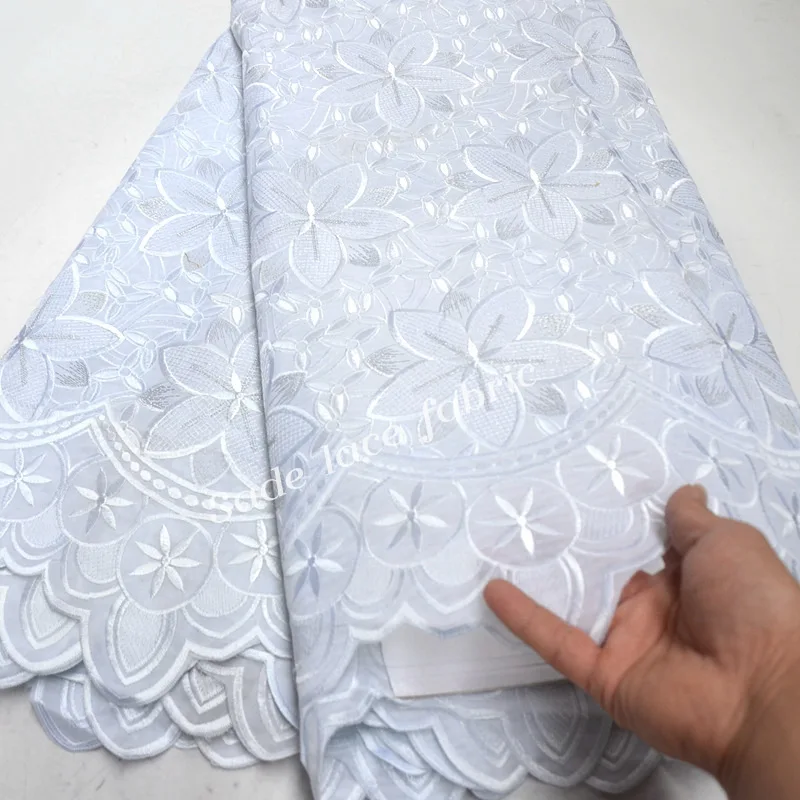

FolaSade African White Dry Lace Fabric Latest Nigeria Swiss Cotton Laces High Quality Swiss Voile Laces Switzerland TZ883