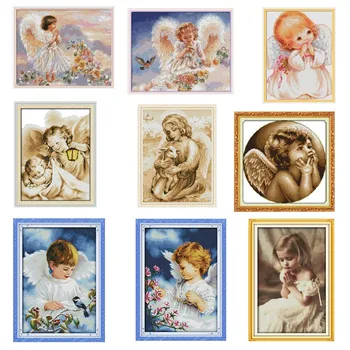 

Lovely Angel Dmc Embroidery Floss Cross Stitch Kits Embroidery Needlework Sets Cross-Stitch Printed Canvas Painting Needlework