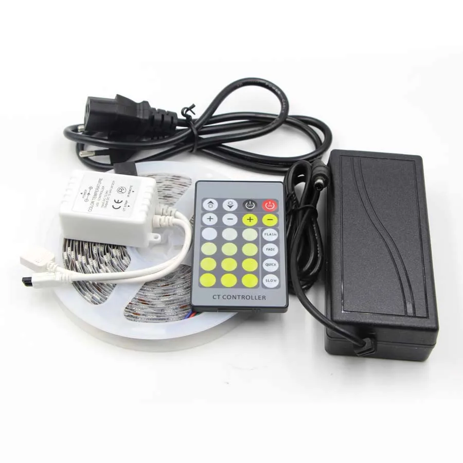5m Dual Color 5050 2835 SMD CCT Temperature Adjustable & Dimmable LED Strip tape Light + remote controller power adapter | Лампы и