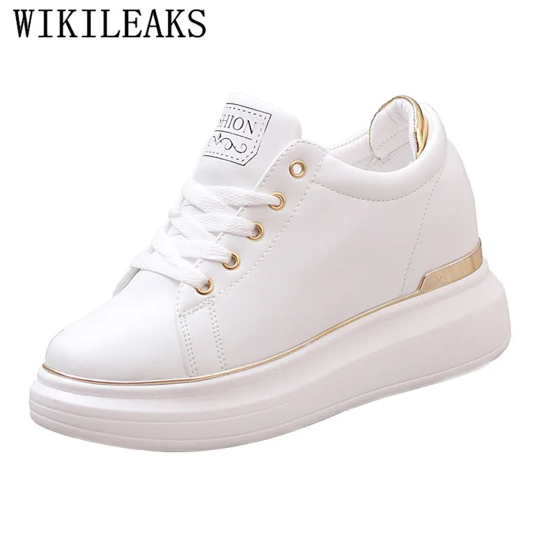 

Women's Vulcanize Shoes Platform Sneakers Wedge Shoes For Woman White Sneakers Tenis Feminino Ladies Leather Casual Shoes Women
