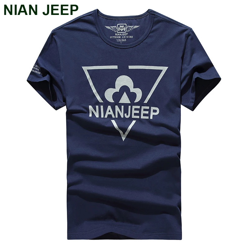NIAN JEEP Brand Clothing Mens Summer Clothing T shirt Short Sleeve Cotton Tees Plus Size 3XL 4XL