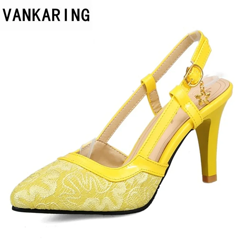 

VANKARING net cloth women shoes super high heels 2018 fashion open toe thin hifh heels shoes ladies office dress wedding sandals