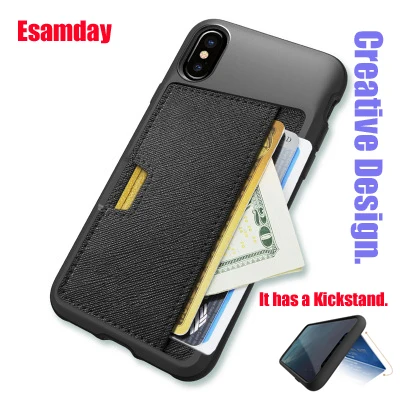 Esamday Slim PU Leather case for iPhone X Case Luxury Back