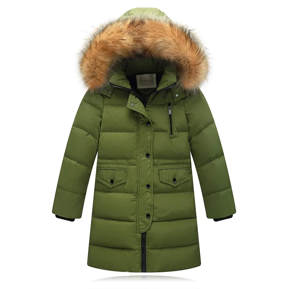 Г., зимние теплые куртки-пуховики для девочек Длинная модель, плотная детская одежда верхняя одежда на утином пуху пуховик для девочек на температуру до-30 градусов