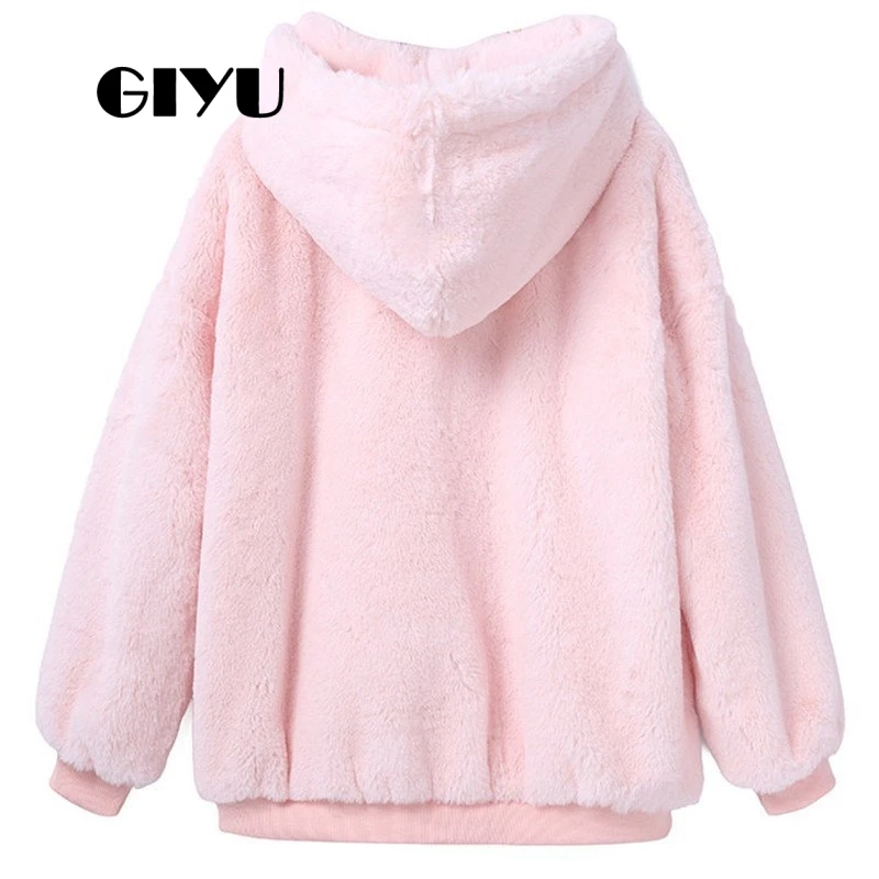 GIYU Autumn Solid Fur Hoodies Women Long Sleeve Casual Basic Sweatshirt Female Hairy camiseta mujer GIYU Autumn Solid Fur Hoodies Women Long Sleeve Casual Basic Sweatshirt Female Hairy camiseta mujer